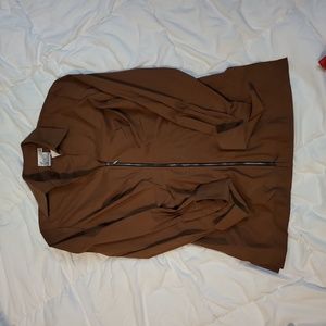 Brown zip up blouse